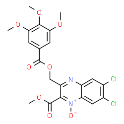 ChemSpider 2D Image | Methyl 6,7-dichloro-3-{[(3,4,5-trimethoxybenzoyl)oxy]methyl}-2-quinoxalinecarboxylate 1-oxide | C21H18Cl2N2O8