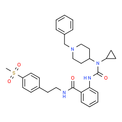 ChemSpider 2D Image | 2-{[(1-Benzyl-4-piperidinyl)(cyclopropyl)carbamoyl]amino}-N-{2-[4-(methylsulfonyl)phenyl]ethyl}benzamide | C32H38N4O4S