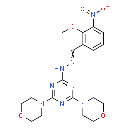 ChemSpider 2D Image | 2-[2-(2-Methoxy-3-nitrobenzylidene)hydrazino]-4,6-di(4-morpholinyl)-1,3,5-triazine | C19H24N8O5