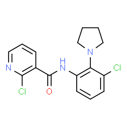 ChemSpider 2D Image | 2-Chloro-N-[3-chloro-2-(1-pyrrolidinyl)phenyl]nicotinamide | C16H15Cl2N3O