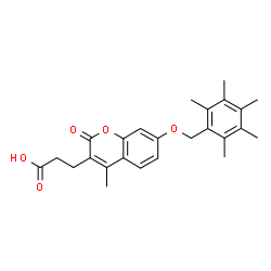 ChemSpider 2D Image | 3-{4-Methyl-2-oxo-7-[(pentamethylbenzyl)oxy]-2H-chromen-3-yl}propanoic acid | C25H28O5