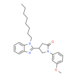 ChemSpider 2D Image | 1-(3-Methoxyphenyl)-4-(1-octyl-1H-benzimidazol-2-yl)-2-pyrrolidinone | C26H33N3O2