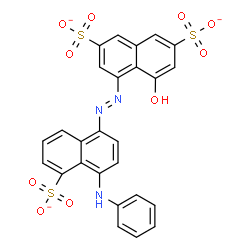 ChemSpider 2D Image | 4-[(E)-(4-Anilino-5-sulfonato-1-naphthyl)diazenyl]-5-hydroxy-2,7-naphthalenedisulfonate | C26H16N3O10S3
