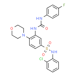 ChemSpider 2D Image | N-(2-Chlorophenyl)-3-{[(4-fluorophenyl)carbamoyl]amino}-4-(4-morpholinyl)benzenesulfonamide | C23H22ClFN4O4S