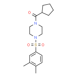 ChemSpider 2D Image | Cyclopentyl{4-[(3,4-dimethylphenyl)sulfonyl]-1-piperazinyl}methanone | C18H26N2O3S