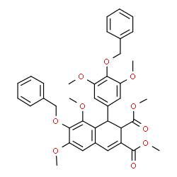 ChemSpider 2D Image | Dimethyl 7-(benzyloxy)-1-[4-(benzyloxy)-3,5-dimethoxyphenyl]-6,8-dimethoxy-1,2-dihydro-2,3-naphthalenedicarboxylate | C38H38O10