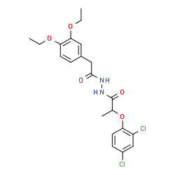 ChemSpider 2D Image | 2-(2,4-Dichlorophenoxy)-N'-[(3,4-diethoxyphenyl)acetyl]propanehydrazide | C21H24Cl2N2O5