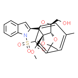 ChemSpider 2D Image | (5S)-2,5-Anhydro-3,4-O-isopropylidene-4-C-(methoxycarbonyl)-5-{1-[(4-methylphenyl)sulfonyl]-1H-indol-2-yl}-D-ribitol | C25H27NO8S