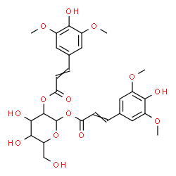 ChemSpider 2D Image | 1,2-Bis-O-[3-(4-hydroxy-3,5-dimethoxyphenyl)acryloyl]hexopyranose | C28H32O14