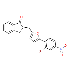 ChemSpider 2D Image | 2-{[5-(2-Bromo-4-nitrophenyl)-2-furyl]methylene}-1-indanone | C20H12BrNO4
