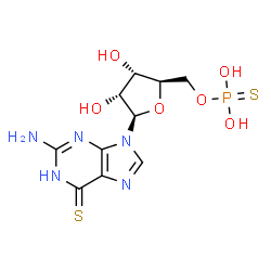 ChemSpider 2D Image | 2-Amino-9-(5-O-thiophosphono-beta-D-ribofuranosyl)-1,9-dihydro-6H-purine-6-thione | C10H14N5O6PS2