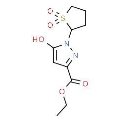 ChemSpider 2D Image | Ethyl 1-(1,1-dioxidotetrahydro-2-thiophenyl)-5-hydroxy-1H-pyrazole-3-carboxylate | C10H14N2O5S