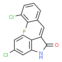 ChemSpider 2D Image | (3E)-6-Chloro-3-(3-chloro-2-fluorobenzylidene)-1,3-dihydro-2H-indol-2-one | C15H8Cl2FNO