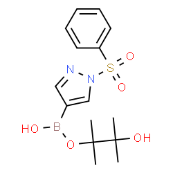 ChemSpider 2D Image | 3-Hydroxy-2,3-dimethyl-2-butanyl hydrogen [1-(phenylsulfonyl)-1H-pyrazol-4-yl]boronate | C15H21BN2O5S
