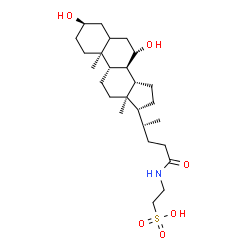 ChemSpider 2D Image | 2-{[(3alpha,7beta)-3,7-Dihydroxy-24-oxocholan-24-yl]amino}ethanesulfonic acid | C26H45NO6S