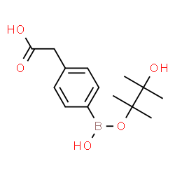 ChemSpider 2D Image | (4-{Hydroxy[(3-hydroxy-2,3-dimethyl-2-butanyl)oxy]boryl}phenyl)acetic acid | C14H21BO5
