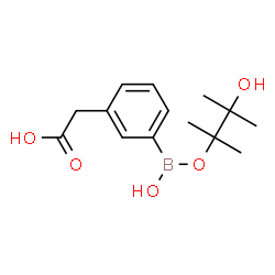 ChemSpider 2D Image | (3-{Hydroxy[(3-hydroxy-2,3-dimethyl-2-butanyl)oxy]boryl}phenyl)acetic acid | C14H21BO5
