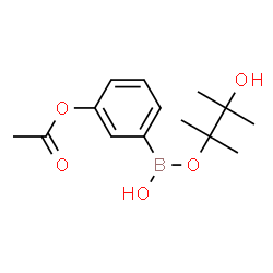 ChemSpider 2D Image | 3-{Hydroxy[(3-hydroxy-2,3-dimethyl-2-butanyl)oxy]boryl}phenyl acetate | C14H21BO5