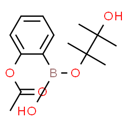 ChemSpider 2D Image | 2-{Hydroxy[(3-hydroxy-2,3-dimethyl-2-butanyl)oxy]boryl}phenyl acetate | C14H21BO5