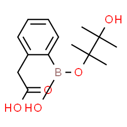 ChemSpider 2D Image | (2-{Hydroxy[(3-hydroxy-2,3-dimethyl-2-butanyl)oxy]boryl}phenyl)acetic acid | C14H21BO5