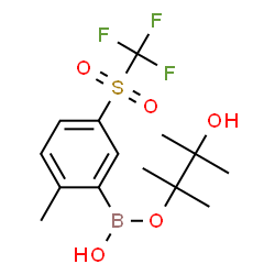 ChemSpider 2D Image | 3-Hydroxy-2,3-dimethyl-2-butanyl hydrogen {2-methyl-5-[(trifluoromethyl)sulfonyl]phenyl}boronate | C14H20BF3O5S