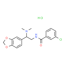 ChemSpider 2D Image | N-[2-(1,3-Benzodioxol-5-yl)-2-(dimethylamino)ethyl]-3-chlorobenzamide hydrochloride (1:1) | C18H20Cl2N2O3