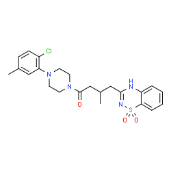 ChemSpider 2D Image | 1-[4-(2-Chloro-5-methylphenyl)-1-piperazinyl]-4-(1,1-dioxido-4H-1,2,4-benzothiadiazin-3-yl)-3-methyl-1-butanone | C23H27ClN4O3S