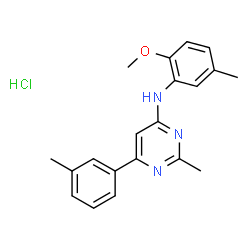 ChemSpider 2D Image | N-(2-Methoxy-5-methylphenyl)-2-methyl-6-(3-methylphenyl)-4-pyrimidinamine hydrochloride (1:1) | C20H22ClN3O