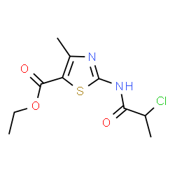 ChemSpider 2D Image | Ethyl 2-[(2-chloropropanoyl)amino]-4-methyl-1,3-thiazole-5-carboxylate | C10H13ClN2O3S