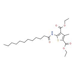 ChemSpider 2D Image | Diethyl 5-(dodecanoylamino)-3-methyl-2,4-thiophenedicarboxylate | C23H37NO5S