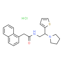 ChemSpider 2D Image | 2-(1-Naphthyl)-N-[2-(1-pyrrolidinyl)-2-(2-thienyl)ethyl]acetamide hydrochloride (1:1) | C22H25ClN2OS