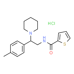 ChemSpider 2D Image | N-[2-(4-Methylphenyl)-2-(1-piperidinyl)ethyl]-2-thiophenecarboxamide hydrochloride (1:1) | C19H25ClN2OS