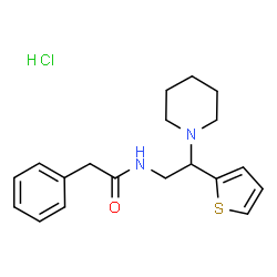 ChemSpider 2D Image | 2-Phenyl-N-[2-(1-piperidinyl)-2-(2-thienyl)ethyl]acetamide hydrochloride (1:1) | C19H25ClN2OS