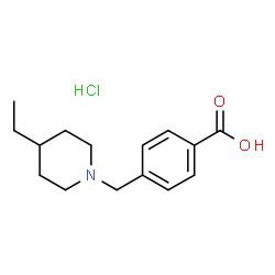 ChemSpider 2D Image | 4-[(4-Ethyl-1-piperidinyl)methyl]benzoic acid hydrochloride (1:1) | C15H22ClNO2