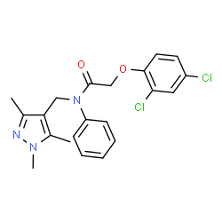 ChemSpider 2D Image | 2-(2,4-Dichlorophenoxy)-N-phenyl-N-[(1,3,5-trimethyl-1H-pyrazol-4-yl)methyl]acetamide | C21H21Cl2N3O2