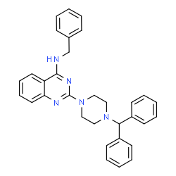 ChemSpider 2D Image | N-Benzyl-2-[4-(diphenylmethyl)-1-piperazinyl]-4-quinazolinamine | C32H31N5