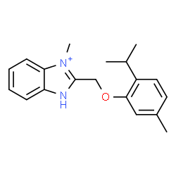 ChemSpider 2D Image | 2-[(2-Isopropyl-5-methylphenoxy)methyl]-3-methyl-1H-3,1-benzimidazol-3-ium | C19H23N2O