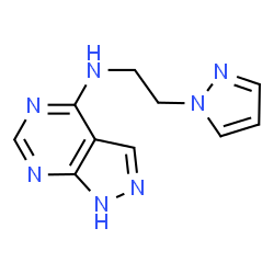 ChemSpider 2D Image | N-[2-(1H-Pyrazol-1-yl)ethyl]-1H-pyrazolo[3,4-d]pyrimidin-4-amine | C10H11N7