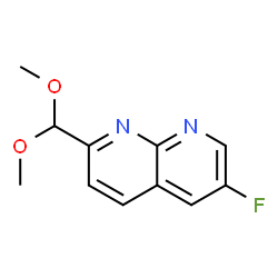 ChemSpider 2D Image | 2-(dimethoxymethyl)-6-fluoro[1,8]naphthyridine | C11H11FN2O2
