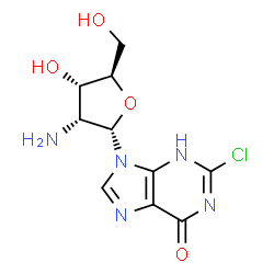 ChemSpider 2D Image | 9-(2-Amino-2-deoxy-alpha-D-ribofuranosyl)-2-chloro-1,9-dihydro-6H-purin-6-one | C10H12ClN5O4