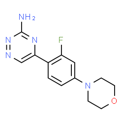 ChemSpider 2D Image | 5-[2-Fluoro-4-(4-morpholinyl)phenyl]-1,2,4-triazin-3-amine | C13H14FN5O