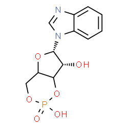 ChemSpider 2D Image | (6S,7R)-6-(1H-Benzimidazol-1-yl)tetrahydro-4H-furo[3,2-d][1,3,2]dioxaphosphinine-2,7-diol 2-oxide | C12H13N2O6P