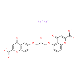 ChemSpider 2D Image | Disodium 5-{3-[(2-carboxylato-4-oxo-4H-chromen-6-yl)oxy]-2-hydroxypropoxy}-4-oxo-4H-chromene-2-carboxylate | C23H14Na2O11