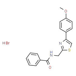 ChemSpider 2D Image | N-{[4-(4-Methoxyphenyl)-1,3-thiazol-2-yl]methyl}benzamide hydrobromide (1:1) | C18H17BrN2O2S