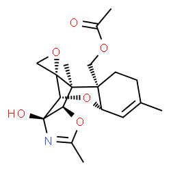 ChemSpider 2D Image | [(1S,2R,7S,9S,10R,14R,15S)-10-Hydroxy-1,5,12-trimethyl-2H-spiro[8,13-dioxa-11-azatetracyclo[7.5.1.0~2,7~.0~10,14~]pentadeca-5,11-diene-15,2'-oxiran]-2-yl]methyl acetate | C19H25NO6