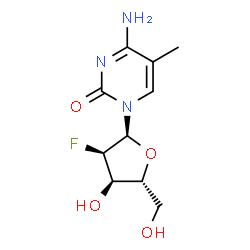 ChemSpider 2D Image | 4-Amino-1-(2-deoxy-2-fluoro-alpha-D-ribofuranosyl)-5-methyl-2(1H)-pyrimidinone | C10H14FN3O4