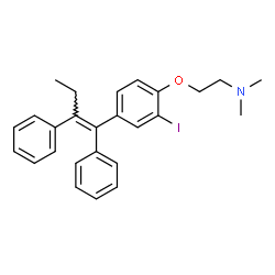 ChemSpider 2D Image | 2-{4-[(1E)-1,2-Diphenyl-1-buten-1-yl]-2-iodophenoxy}-N,N-dimethylethanamine | C26H28INO