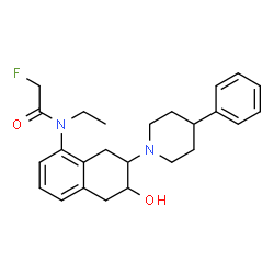 ChemSpider 2D Image | N-Ethyl-2-fluoro-N-[6-hydroxy-7-(4-phenyl-1-piperidinyl)-5,6,7,8-tetrahydro-1-naphthalenyl]acetamide | C25H31FN2O2