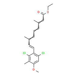 ChemSpider 2D Image | Ethyl (2E,4E,6E,8E)-9-(2,6-dichloro-4-methoxy-3-methylphenyl)-3,7-dimethyl-2,4,6,8-nonatetraenoate | C21H24Cl2O3