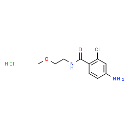 ChemSpider 2D Image | 4-Amino-2-chloro-N-(2-methoxyethyl)benzamide hydrochloride (1:1) | C10H14Cl2N2O2